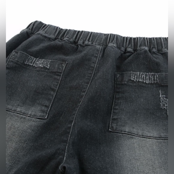 Black Distressed Denim Joggers - Picture 5 of 5